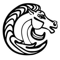 Vector illustration horse head logo line tattoo black and white 