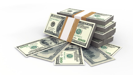 3d illustration of money isolated on white background