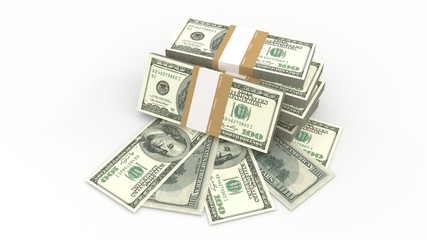 3d illustration of money isolated on white background
