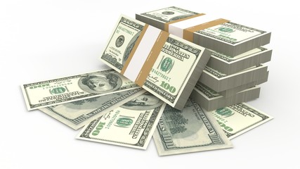 3d illustration of money isolated on white background
