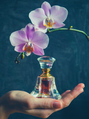 Vintage Arabic perfume in a beautiful crystal bottle. Toning.