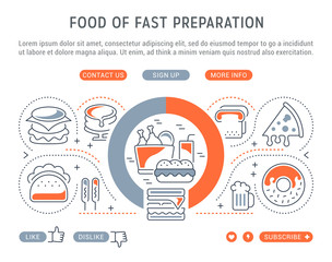 Website Banner and Landing Page of Food of Fast Preparation.