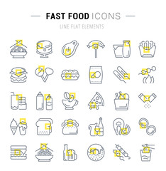 Set Vector Line Icons of Fast Food.