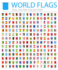 Fototapeta na wymiar All World Flags - New Additional List of Countries and Territories - Vector Bookmark Flat Icons