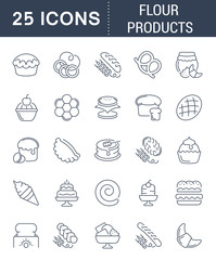 Set Vector Line Icons of Flour Products.