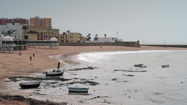 La Caleta Beach Storm Emma Aftermath Cadiz Spain
