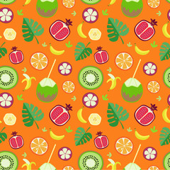 Fruity pattern on a colored background