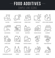 Set Vector Line Icons of Food Additives.