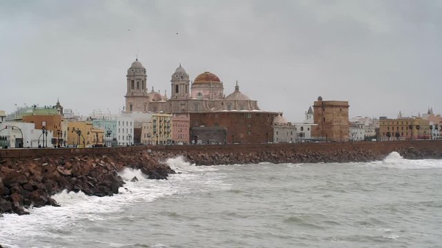 Cathedral from Southern Field Storm Emma Aftermath Cadiz Spain