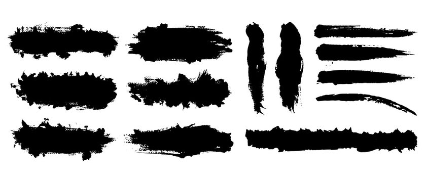 Set of hand drawn vector brush strokes