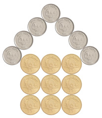 house built of coins