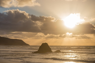 Winters evening at Widemouth Bay