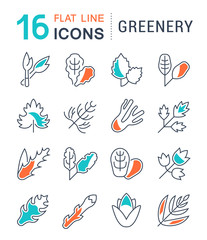 Set Vector Line Icons of Greenery