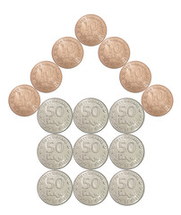house built of coins