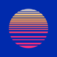 Surfer ride80s Retro Style Striped Shapes on a wave