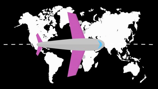 avion de ligne violet gauche droite