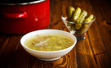 rassolnik soup in a bowl