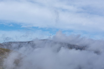 wind turbine on top mountain