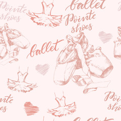  Seamless background with hand drawn  ballet pointes shoes © Olaola