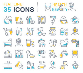 Set Vector Line Icons of Health and Beauty