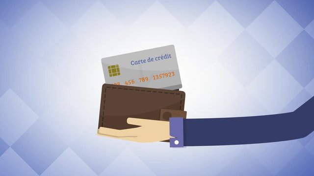 main carte de cr&eacute;dit fond bleu
