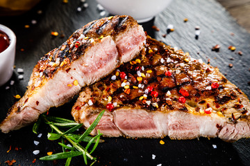Grilled beefsteak with french fries 