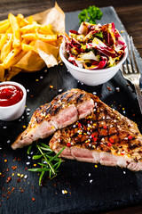 Grilled beefsteak with french fries 