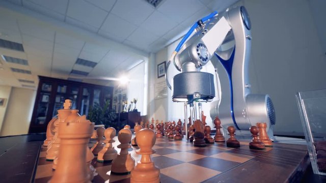 Timelapse footage of human and robot playing chess with each other