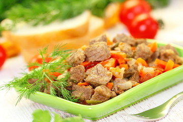 Fried meat with vegetables