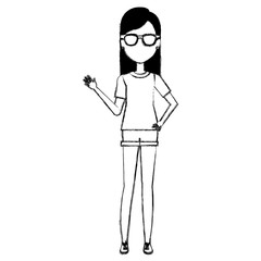 beautiful and young woman with glasses character vector illustration design