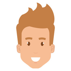 young man head avatar character vector illustration design