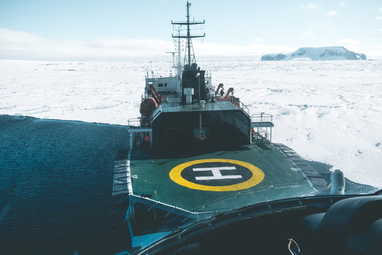 Approaching Expedition Vessel by Air - Antarctica