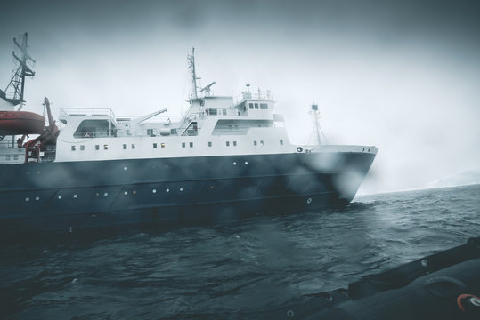 Expedition Vessel in the Storm - Antarctica