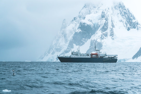 Expedition Vessel in the Polar Landscape - Antarctica