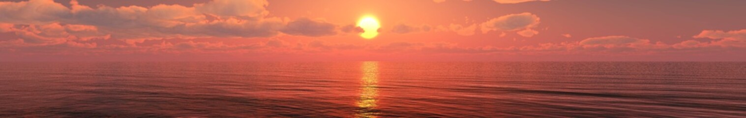 Fototapeta na wymiar panorama of the sea sunset, sunrise over the ocean 3D rendering 