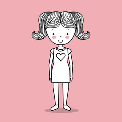 happy young girl cute hand drawn image vector illustration design