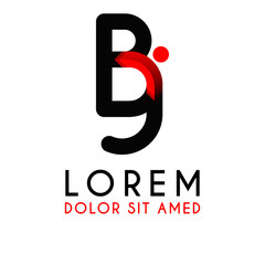 Obraz premium BJ Letter black logo with gradient arrow