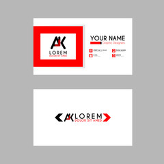 Modern Creative Business Card Template with AK ribbon Letter Logo