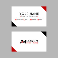 Modern Creative Business Card Template with AM ribbon Letter Logo