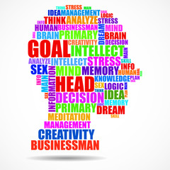 Abstract colorful silhouette human head of words. Vector illustration. Eps 10