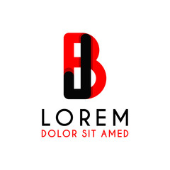 initial Letter IB with red Black and has rounded corners