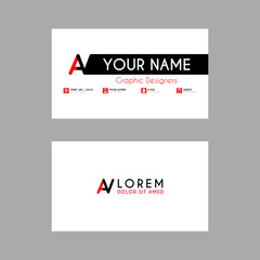 Simple Business Card with initial letter AV rounded edges