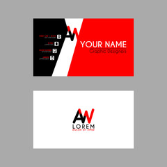 Simple Business Card with initial letter AW rounded edges