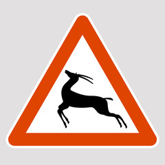 antelope black silhouette road sign vector illustration