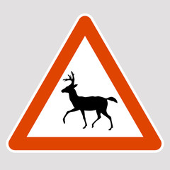 elk black silhouette road sign vector illustration