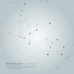 Geometric network abstract background with connected line and dots