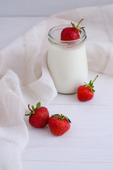 Healthy foods. Homemade yogurt with fruit and berries