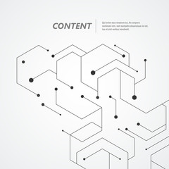 Technology hexagons structure or molecular connect elements