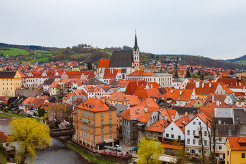 Beautiful view to old town of Cesky Krumlov, Czech republic