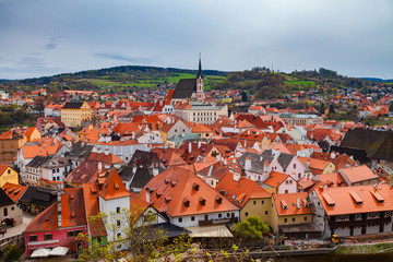 Fototapeta na wymiar Beautiful view to old town of Cesky Krumlov, Czech republic